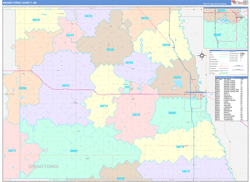Grand Forks County, ND Wall Map Color Cast Style 2023